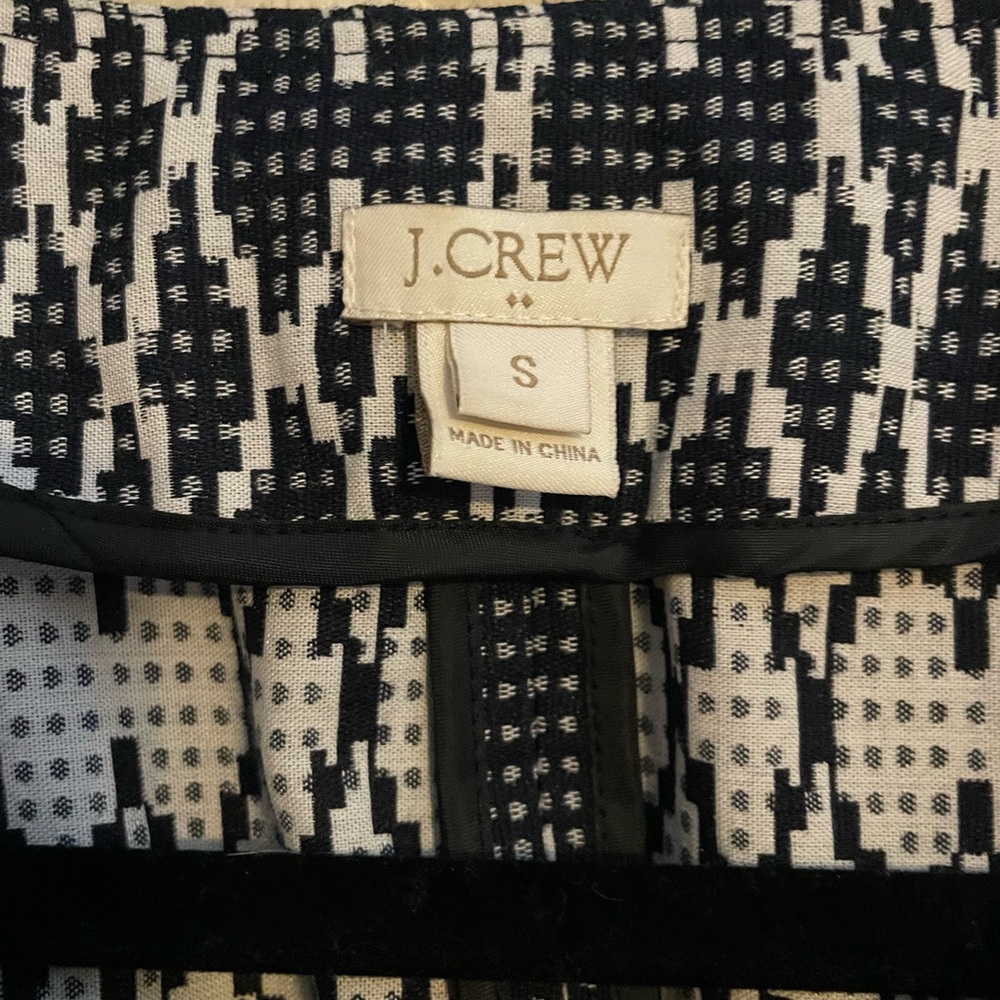 J.Crew Jacquard Ikat Moto Jacket Blazer • Small‎ • Navy & White • Cute & Chic! - Picture 8 of 9